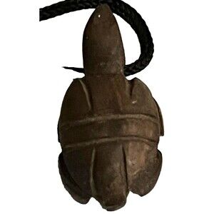 Sea Turtle Wood Pendant Necklace Handcrafted Surf Ocean Amulet Coconut Girl New